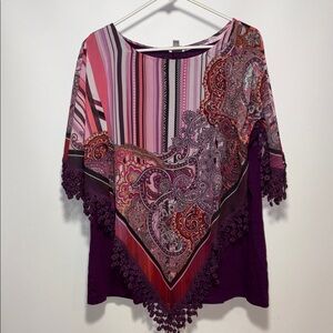 Avenue Purple and Pink Paisley Blouse